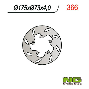 Brake disc (rotor) front/rear GILERA, PIAGGIO (175X73X4) (5X6,5MM), NG Brakes
