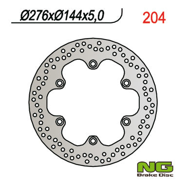 Brake disc (rotor) front/rear HONDA CBR 600F (87-94), XL 600V TRANSALP (87-96), X4 (97-99) NT 650V DEAUVILLE (98-12)CBX /VT/FJS/VF, CBR 125R 03-09, TRIUMH TIGER 900 (93-98) (276X144X5), NG Brakes