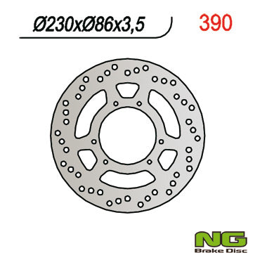 Brake disc (rotor) front YAMAHA DT 125R '88-'05, TT 350 '85-'95, TT 600 '84-'92, YZ 250 '85-'89, YZ 125 '88, '90-'91 (230X86X3,5) (6X6,5MM), NG Brakes