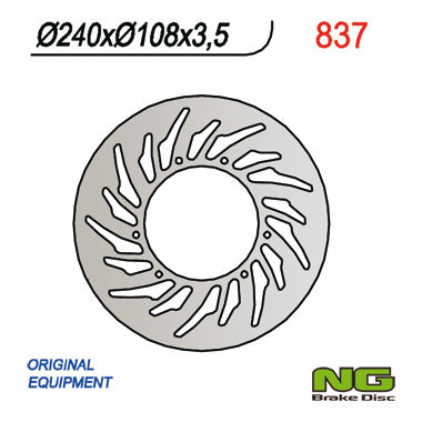 Brake disc (rotor) front YAMAHA DT 50R 03-08, XT 125R 05-08, MBK 50X-LIMIT 03-05 (240X108X3,5) (6X6,5MM), NG Brakes