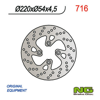 Brake disc (rotor) front YAMAHA MAJESTY 125 98-09, MBK 125/150/180 (220X54X4,5) (4X8,5MM), NG Brakes