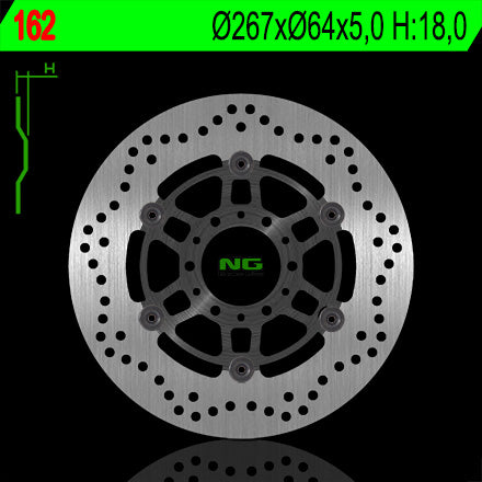 Brake disc (rotor) front YAMAHA SR 250 CLASSIC '95-'03, XV 250 VIRAGO '91-'94 (Floating) (267X64X5) (6X8,5MM), NG Brakes