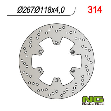 Brake disc (rotor) front YAMAHA TT 600R (98-07) (267x118x4) (TTR600, TT600), NG Brakes
