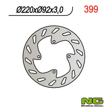 Brake disc (rotor) front YAMAHA TTR 125 00-03, TTR R LWE/LEM '18-'21, DT 50LC 98- (220x92x3), NG Brakes