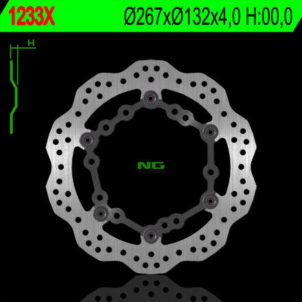 Brake disc (rotor) front YAMAHA X-MAX 125/250 '05-'15, MAJESTY 400 '04-'13, T-MAX 500/530 '08-'15 (Floating) (267X132X4) (5/6X8,5MM) WAVE, NG Brakes
