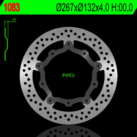 Brake disc (rotor) front YAMAHA X-MAX 125/250/400/500, MAJESTY 400 '04-'13, T-MAX 500/530 (Floating) (267X132X4) (5X8,5MM), NG Brakes