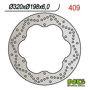 Brake disc (rotor) front YAMAHA XJ 600 92-97, XVZ 1300 96-07, XJ 600 DIVERSION '92-'97 rear (320X198MM) (320X198X6), NG Brakes