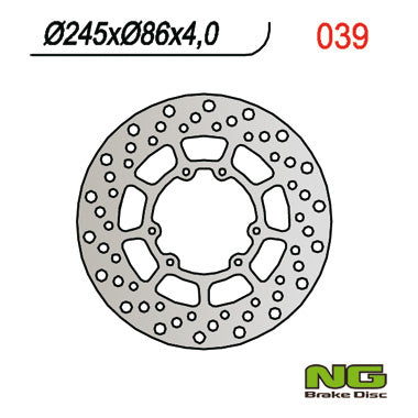 Brake disc (rotor) front YAMAHA XT/XTX 250 '08-21, XT 350 '90-00, YZ 125/250 '89-'91 (245X86X4) (6X6,5MM), NG Brakes