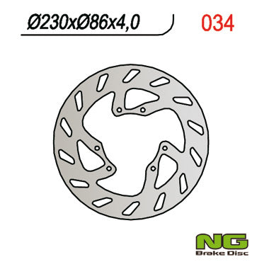 Brake disc (rotor) front YAMAHA YZ 125 '86-'87, YZ 490 '85-'87, DT 200 '87, (230X86X4MM) (6X6,5MM), NG Brakes