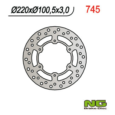 Brake disc (rotor) front YAMAHA YZ 80/85 '93-'16 SUZUKI RM 85 '05-'23 (220X100X3), NG Brakes