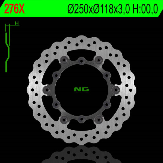 Brake disc (rotor) front YAMAHA YZ/YZF 01-16, WRF 02-17 Floating (250X118X3,00MM) (6X6,5MM) WAVE, NG Brakes
