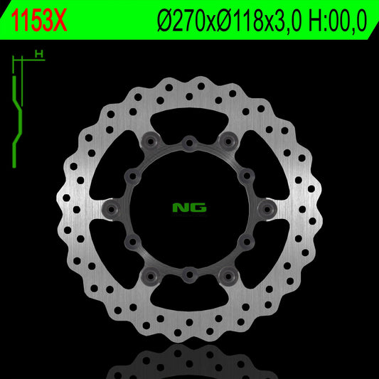 Brake disc (rotor) front YAMAHA YZF 250/400/426/450 '98-'24, YZ 125/250 (2T), WR 250/400/426/450F (270X118X3MM) Floating (6X6,5MM) WAVE, NG Brakes