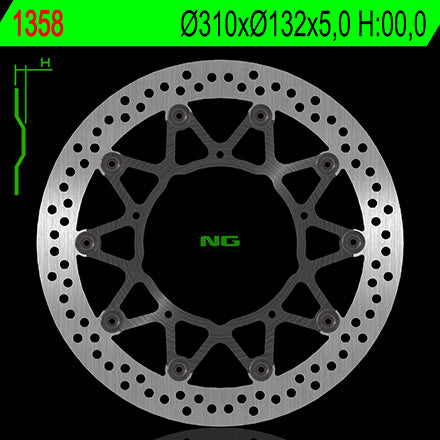 Brake disc (rotor) front YAMAHA YZF R1 ABS '12-'15 (310X132X5,0) (5X8,5mm), NG Brakes