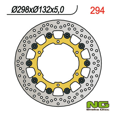 Brake disc (rotor) front YAMAHA YZF R6 99-02, YZF R1 98-03, FZS 1000 01-05, FJR 01, XJR 1300 03-17, XVZ 1300, XV 1600/1700/1900 (298X132X5) (6X8,5) Floating Floating, NG Brakes