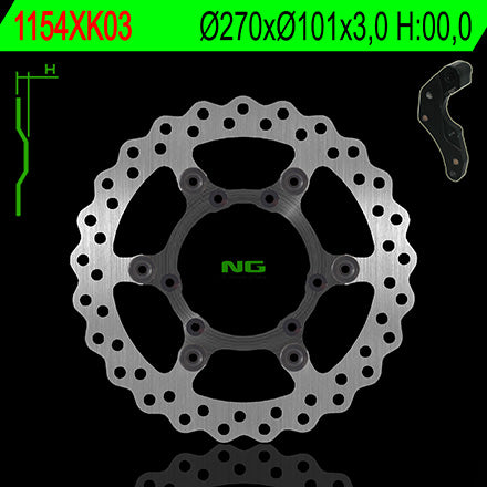 Brake disc (rotor) front with adapter OVERSIZE (270X101X3) HONDA CRF 250/450R '04-14', CRF 450X '04-'16, NG Brakes