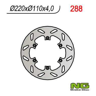 Brake disc (rotor) rear APRILIA RS 125`92-96, RX 125`89-00, PEGASO 125`89-99, VOR 400-530`98-02 (220X110X4), NG Brakes