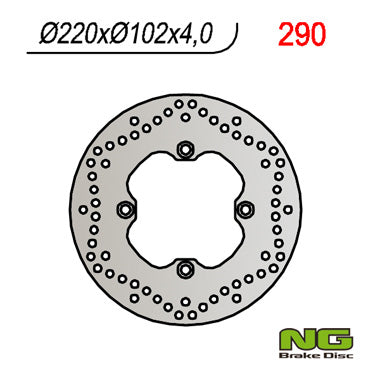 Brake disc (rotor) rear APRILIA RS 50 (99-05), TUONO 50`03-07 (220X102X4) (5X8,5MM), NG Brakes