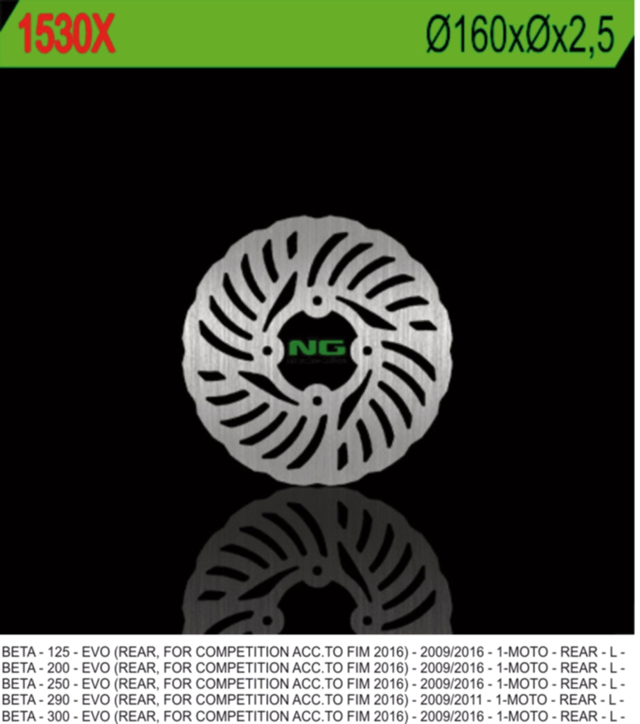 Brake disc (rotor) rear BETA EVO 125/200/250/290/300 09-17 (160MM) WAVE, NG Brakes