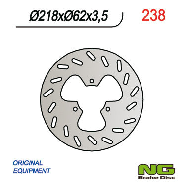 Brake disc (rotor) rear DERBI 50/125, GAS GAS 125/450 (218X62X3,5) 3 Holes dia.10,5, NG Brakes