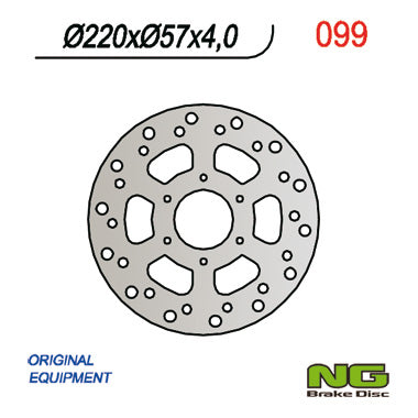 Brake disc (rotor) rear DERBI GPR50 '97-'03, CAGIVA 50 MITO '98-'99 (220x57x4), NG Brakes