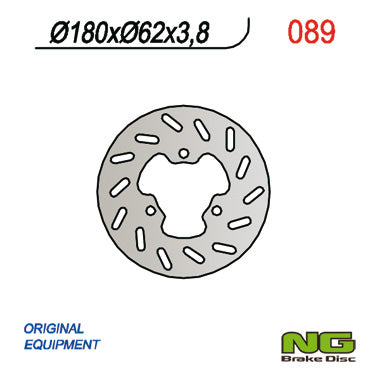 Brake disc (rotor) rear DERBI SENDA 50 '95-'03 (180X62X3,8) (3X10,50MM), NG Brakes