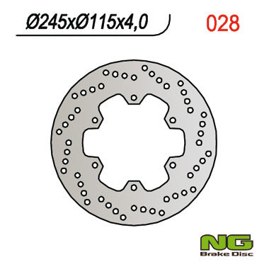 Brake disc (rotor) rear DUCATI ST2 '97-'04, ST4 '03-06, MONSTER 620 '01-06, YAMAHA MAJESTY 250 '96-'08 (245X115X4MM) (6X8,5MM), NG Brakes