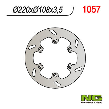 Brake disc (rotor) rear GAS GAS 125/250/300/450 '94-'20 (220X108X3,5) (6X6,5MM), NG Brakes