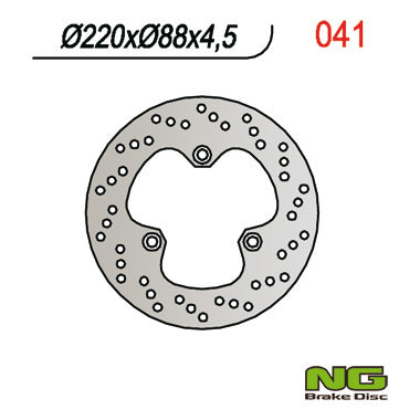 Brake disc (rotor) rear HONDA CBR 500/600F '87-90, VFR 400 '86-88, NSR 400 '85-91, '06-07, CBR 400RR '87-90, (220x88x4,5MM) (3X10,5MM), NG Brakes