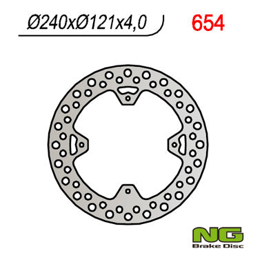 Brake disc (rotor) rear HONDA CR 125/250 '02-07, CRF 250/450R '04-'21 (240X121,5X4), NG Brakes
