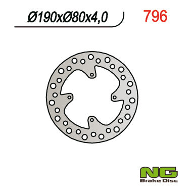 Brake disc (rotor) rear HONDA CR 80/85 (190X80X4) CRF150R (07-16), NG Brakes