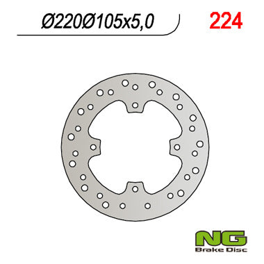 Brake disc (rotor) rear HONDA FX 650, SLR 650 (220x105x5) (4X8,5MM), NG Brakes