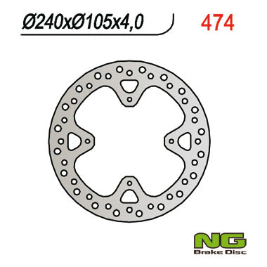 Brake disc (rotor) rear HONDA XR 650R 00-06 (240x105x4) (4X6,5MM), NG Brakes
