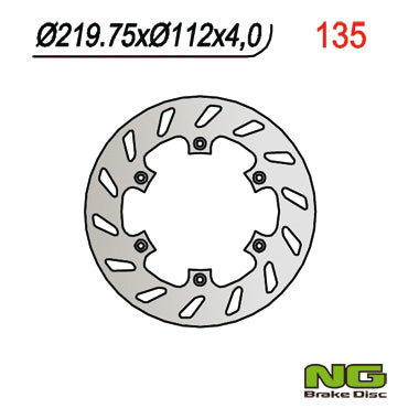 Brake disc (rotor) rear HUSQVARNA CR/WR/WRE 125 '92-'99, HUSABERG 350/400/450/501 '90-'98 (220X112X4) 6 Holes dia.6,5, NG Brakes