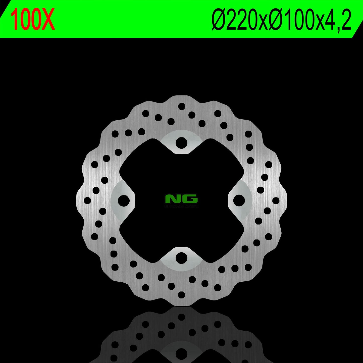 Brake disc (rotor) rear KAWASAKI ER 6F/N 06-17, ZX 6R 02-17, KLE 650 07-14, Z 750 03-06, ZX 9R 98-03, ZX 10R 104-10 (220X100X4,2MM) (4X10,5MM) WAVE, NG Brakes