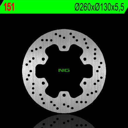 Brake disc (rotor) rear KAWASAKI GPZ 750UT '83-'88, GPZ 1000 RX '86-'88 (260X130X5,5) (6X10,5MM), NG Brakes