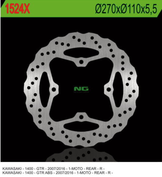 Brake disc (rotor) rear KAWASAKI GTR 1400 '07-'18 (270X110X5,5MM) (4 Holes 10,5MM) WAVE, NG Brakes