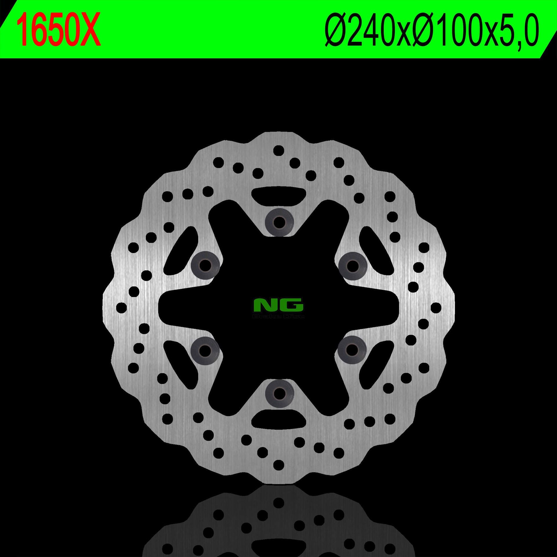 Brake disc (rotor) rear KAWASAKI KLX 250 09-20, KLX 300 R '20 (240X100X5,0MM) (6X10,50MM) WAVE, NG Brakes
