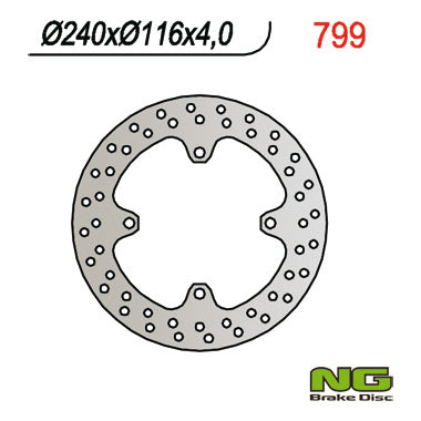 Brake disc (rotor) rear KAWASAKI KX 125/250 (03-08), KXF 250 (04-19), 450 (05-19), SUZUKI RMZ 250 (04-06) (240X116X4) 4 Holes O dia. 10,5MM, NG Brakes