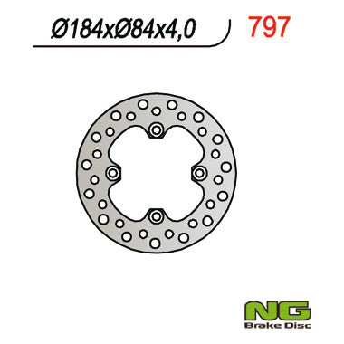 Brake disc (rotor) rear KAWASAKI KX 85 '01-'24 (184X84X4), NG Brakes