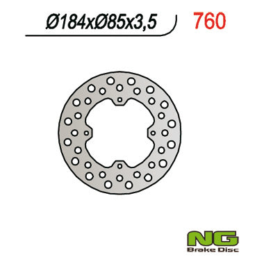 Brake disc (rotor) rear KAWASAKI, SUZUKI RM 80/85 (86-04) (184x85x3,5), NG Brakes