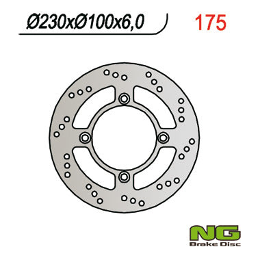 Brake disc (rotor) rear KAWASAKI ZEPHYR 750 92-97, ZZR600 '90-'92 (4X10,25) (230x100x6), NG Brakes