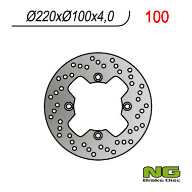 Brake disc (rotor) rear KAWASAKI ZX 6R '98-'07, ZX10R, ER6F/N, KLE 650VERSYS 07-14 (220X100X4,0MM) (4X10,5MM), NG Brakes