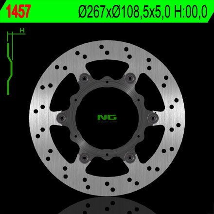 Brake disc (rotor) rear KTM 1050/1190/1290 ADVENTURE '13-'15 (Floating) (267X108,5X5) (6X6,5MM), NG Brakes