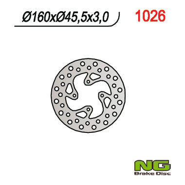Brake disc (rotor) rear KTM 65 SX '98-'23 (160MM) (160X45,5X3) (4X6,5MM), NG Brakes