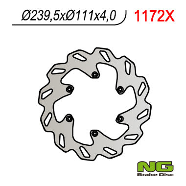 Brake disc (rotor) rear KTM 690/950/990 '06-'15 (240X111X4) (6X6,5MM), NG Brakes