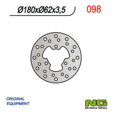 Brake disc (rotor) rear PEUGEOT XP6 SM '02-'05 (180x62x3,5), NG Brakes