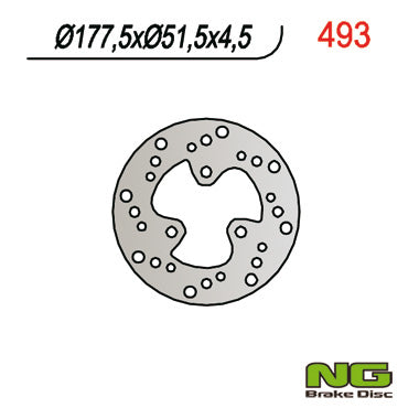 Brake disc (rotor) rear POLARIS SCRAMBLER 400/500 (177x51x4,5), NG Brakes