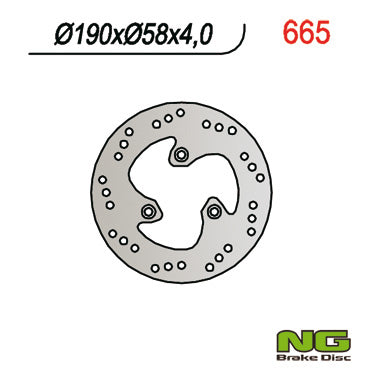 Brake disc (rotor) rear Scooters BENELLI/MALAGUTI/PEUGEOT 50 (190x58x4 / 3,7), NG Brakes