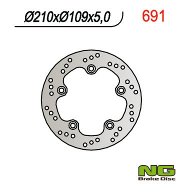 Brake disc (rotor) rear SUZUKI AN 250 98-03, AN 400 98-02 (210x109x5) (5X10,5MM), NG Brakes