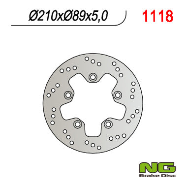 Brake disc (rotor) rear SUZUKI AN 400 '05-'23 AN 250 BURGMAN '07-'08 (210X89X5) (5X10,5MM), NG Brakes